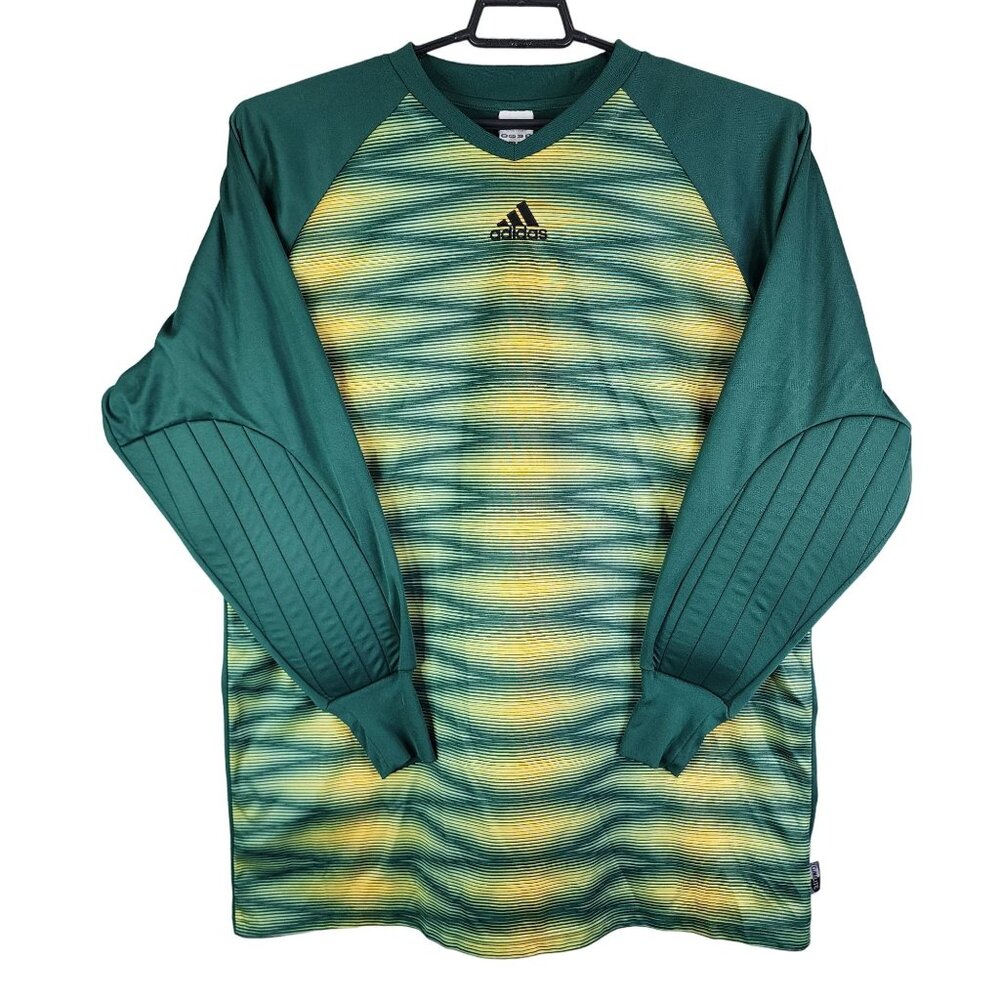 Men's Adidas Climalite Goalkeeper Jersey Shirt Green & Yellow Long Sleeve L
